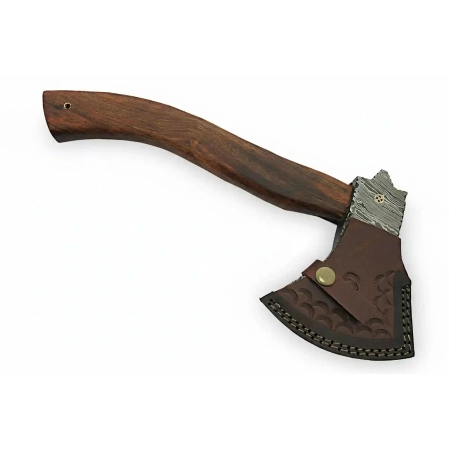Hollow Pine Damascus Axe with Rosewood Handle