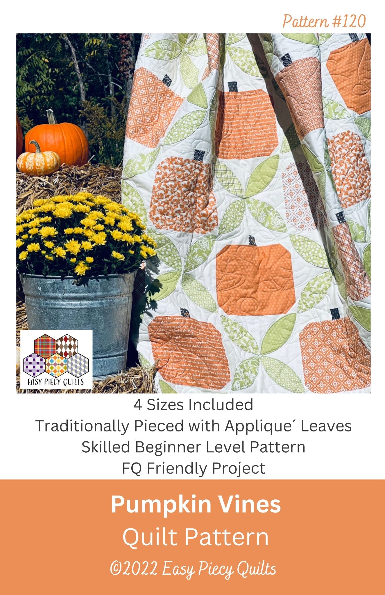 Pumpkin Vines Quilt Pattern - Paper Print Version