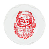 Red Santa Face Toile Dessert Plate