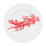 Red Santa's Sleigh Toile Dessert Plate