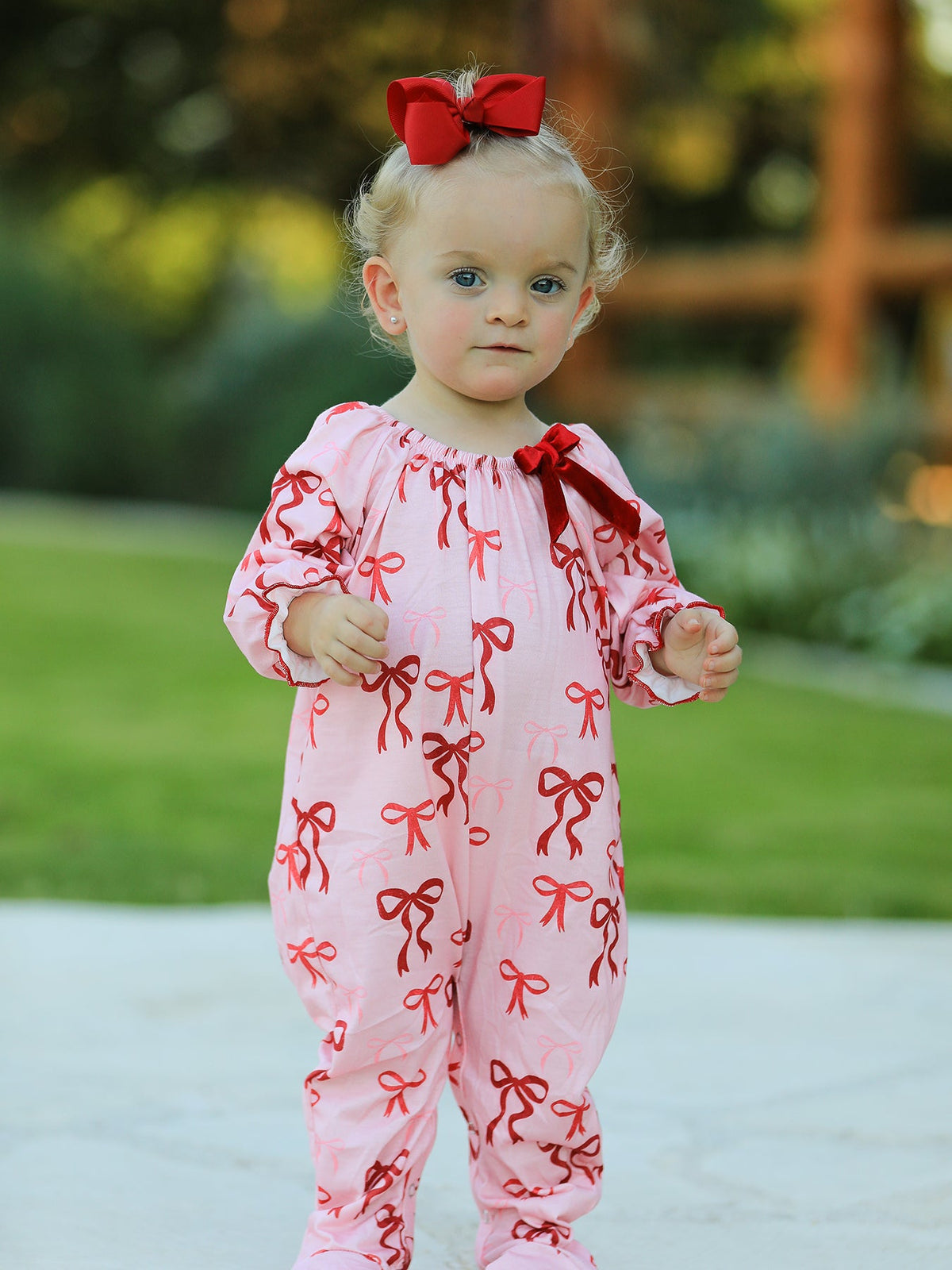 Bow Print Baby Girls Romper