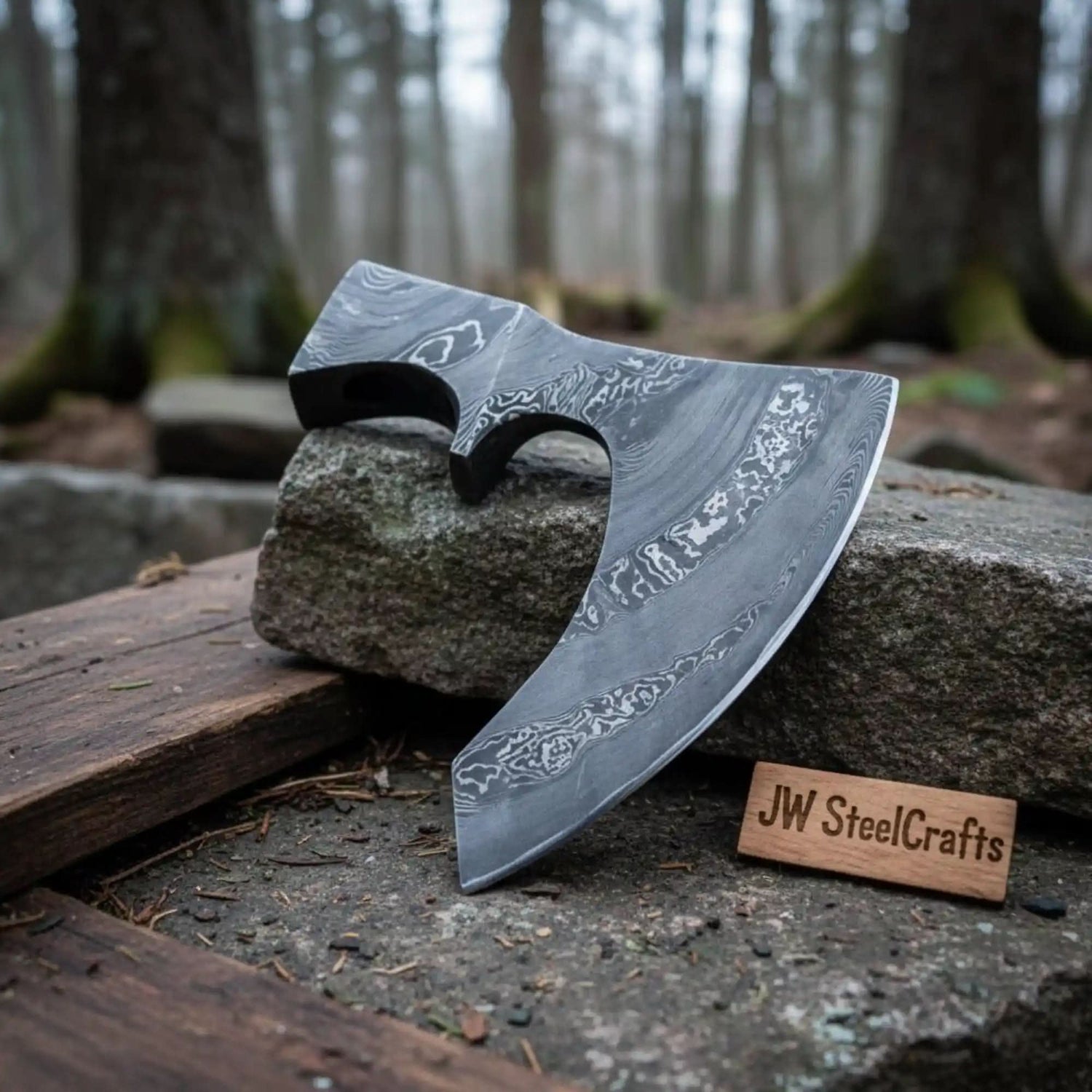 Stonebrand Damascus Viking Axe Handmade Forged 9