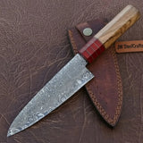 Pattern-Welded Damascus Gyuto 8–9″ Professional Chef Knife with Hybrid French–Japanese Grind
