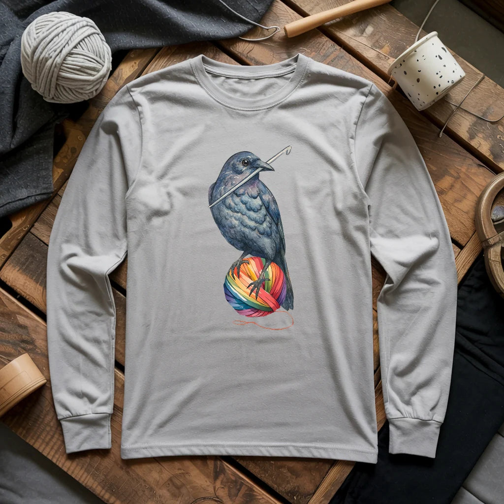 Crochet Crow Long Sleeve T-shirt