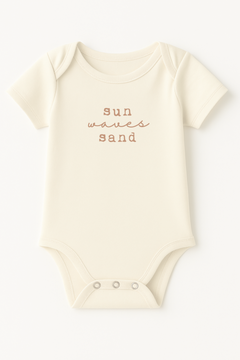 Sun Waves Sand Clay Organic Cotton Short Sleeve Baby Bodysuit by Tenth & Pine