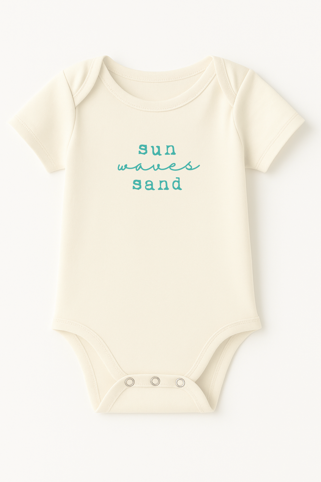 Sun Waves Sand Seafoam Organic Cotton Short Sleeve Baby Bodysuit by Tenth & Pine