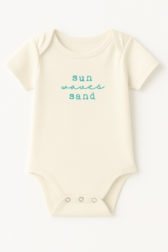 Sun Waves Sand Seafoam Organic Cotton Short Sleeve Baby Bodysuit by Tenth & Pine