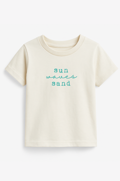 Sun Waves Sand Seafoam Organic Cotton Short Sleeve Toddler T-Shirt by Tenth & Pine