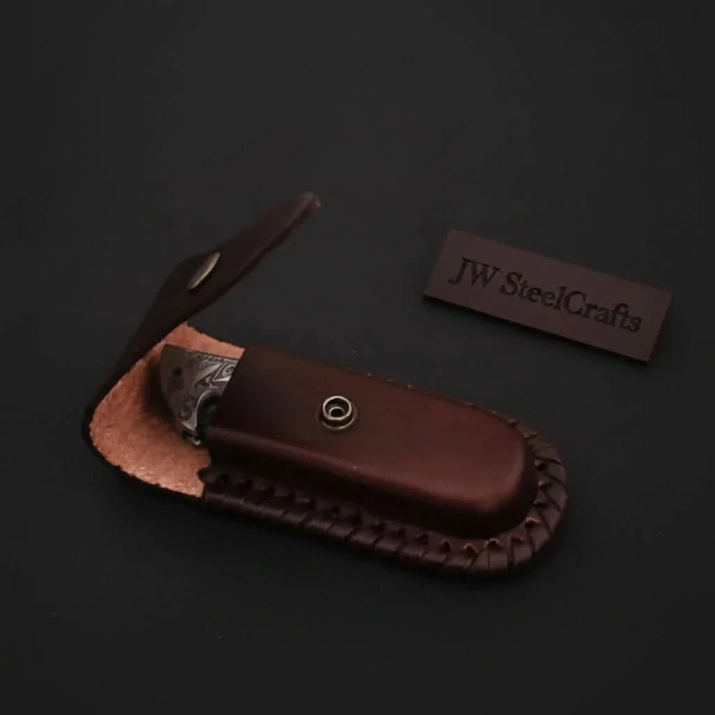 Frontrunner Camel Bone folding knife with Leather Sheath