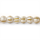5mm Sterling Silver Plated Brass Stripe Stardust Rounds 8 inch 47 beads