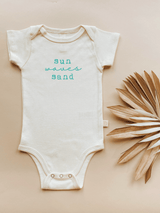 Sun Waves Sand Seafoam Organic Cotton Short Sleeve Baby Bodysuit by Tenth & Pine, product image 2