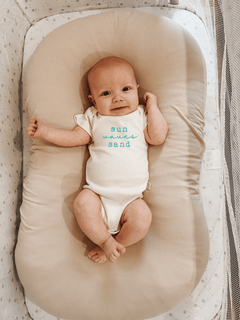 Sun Waves Sand Seafoam Organic Cotton Short Sleeve Baby Bodysuit by Tenth & Pine, product image 5