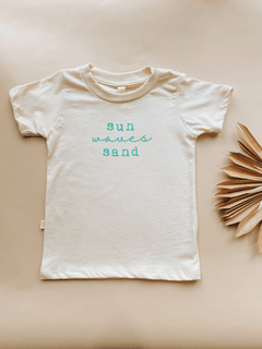 Sun Waves Sand Seafoam Organic Cotton Short Sleeve Toddler T-Shirt by Tenth & Pine, product image 2