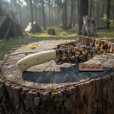 Damascus Skinner Knife White Resin Handle 7”