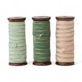 Velvet Ribbon with Gold Edges on Wood Spool
