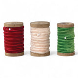 Christmas Velvet Ribbon on Wood Spool