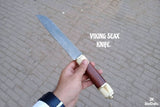 Skalder's Rosewood Seax Knife 11" Handmade Damascus Steel Viking Blade