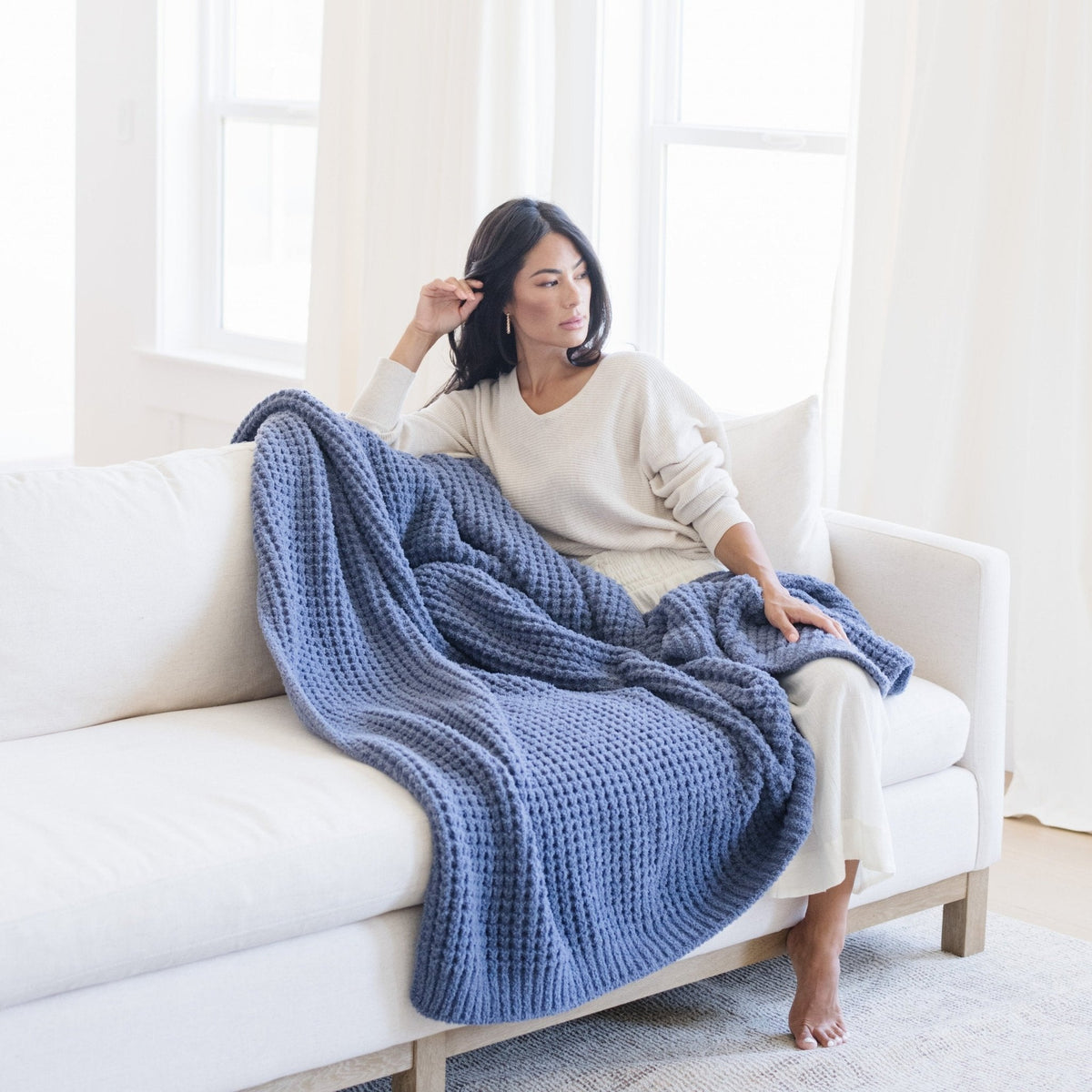 Waffle Knit Throw Blankets by Saranoni