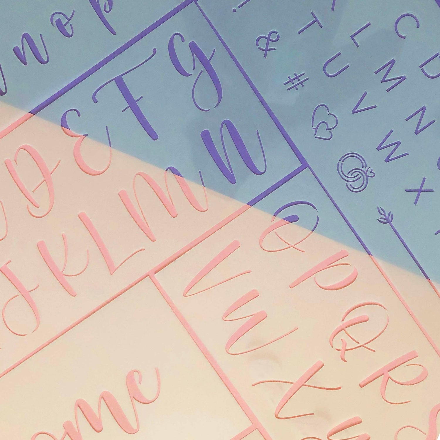 Wedding Stencils Set - Script Numbers, Letters, Symbols