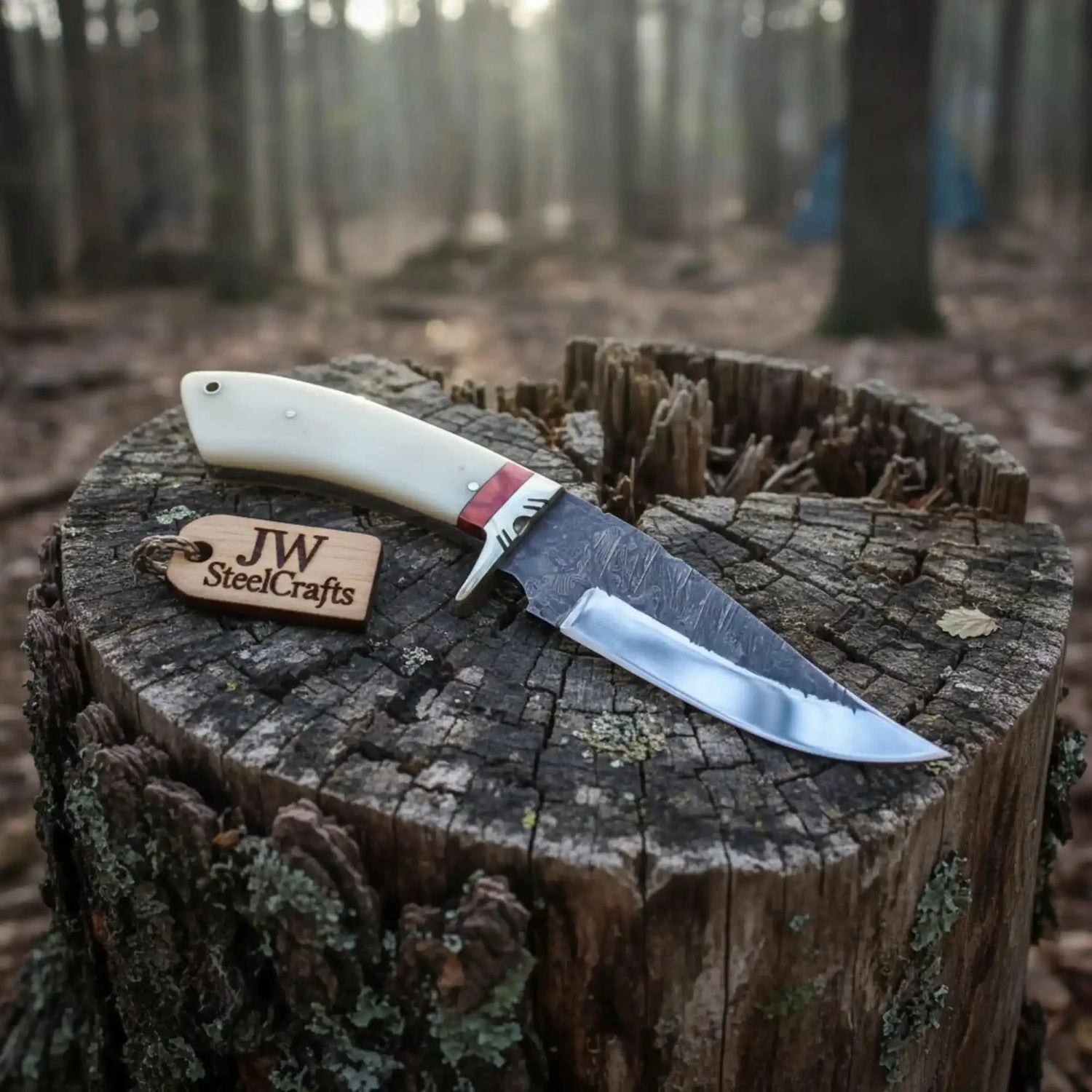 Hand Forged Knife-Steel Blade Camel Bone Handle